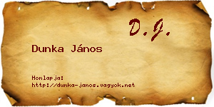 Dunka János névjegykártya
